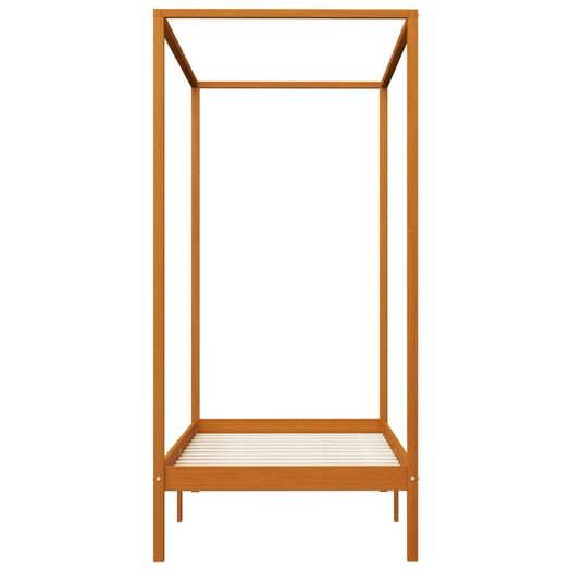 Canopy Bed Frame Honey Brown Solid Pine Wood 90x200 cm
