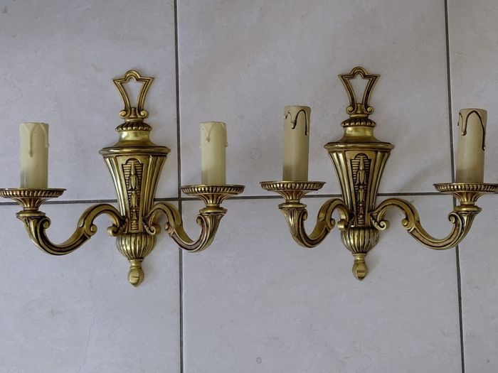 Antique French brass set of wall lights