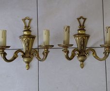 Antique French brass set of wall lights