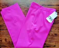 Zara Minimalist High Waist Trousers Pink XS -Brand New