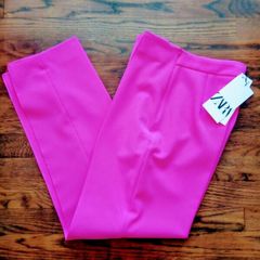 Zara Minimalist High Waist Trousers Pink XS -Brand New