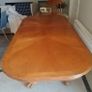 large Extenable Solid Wooden Dining Room Table and Chairs Image 4