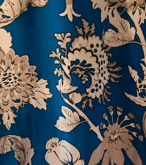 Warehouse Royal Blue Floral Zip Neck Viscose Blouse Uk 12