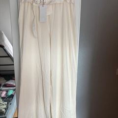 Cream wide leg bottoms Zara