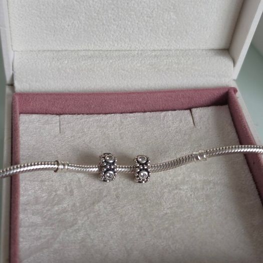 Pandora spacers charms cz sparkly clear set of two perfect condition fully hallmarked