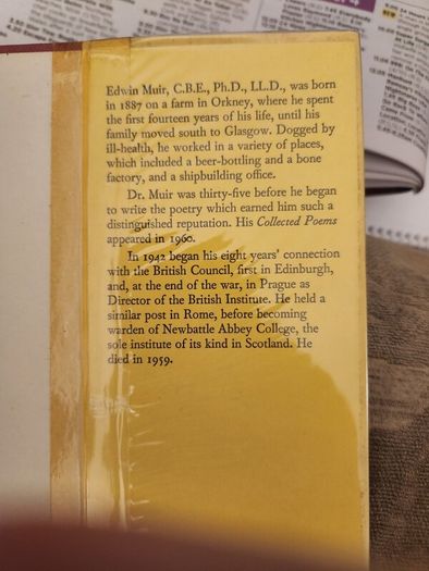 Selected Letters Of Edwin Muir. Edited By P. J. Butter. First Edition Hardback With Dustjacket In Good Condition. 38.