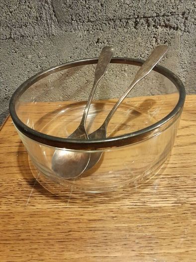 metal frame and glass  bowl