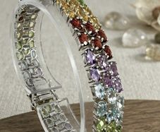 Silver Gemporia Multi-Gemstone Triple Row Bracelet
