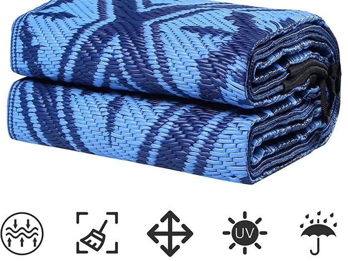 Outdoor Rugs for Garden Patios, 4x6ft Plastic Weatherproof Woven Picnic Blankets, Reversible & Easy Cleaning Deck Carpet Camping Mats (FREE SHIPPING)