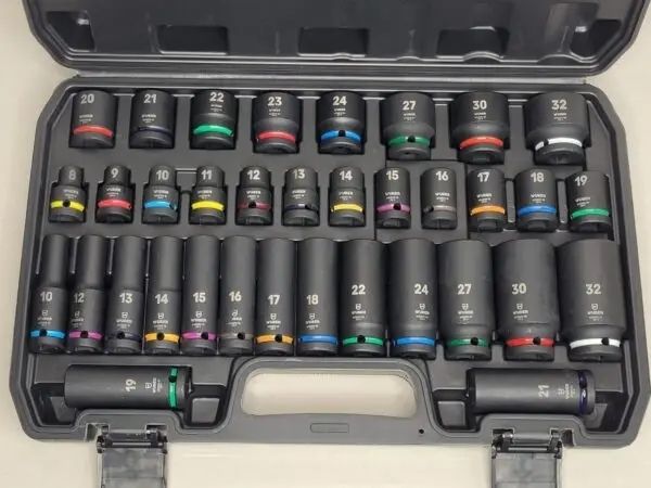 35 Piece 1/2inch Square Drive Deep Impact Hex Socket Set | 78mm Long | 6 Point | Colour Coded