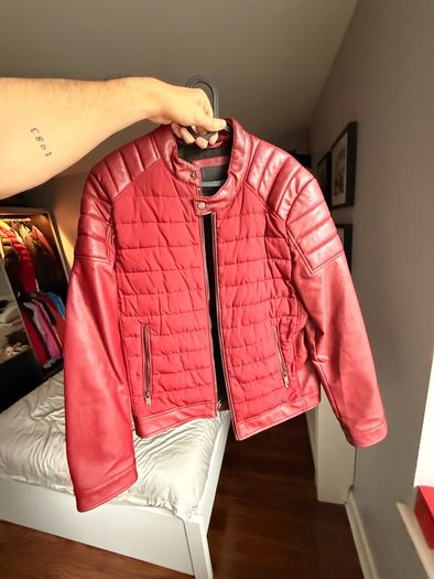 DKNY Burgundy Leather-Effect Jacket