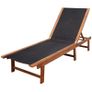 Sun Lounger with Table Solid Acacia Wood and Textilene Image 2