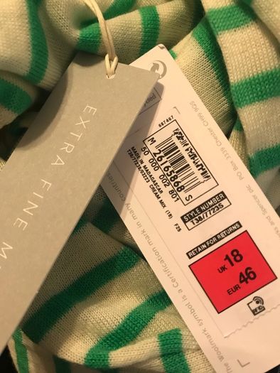 M&S Ladies Extra Fine Merino Wool Top Size 18 New with tags