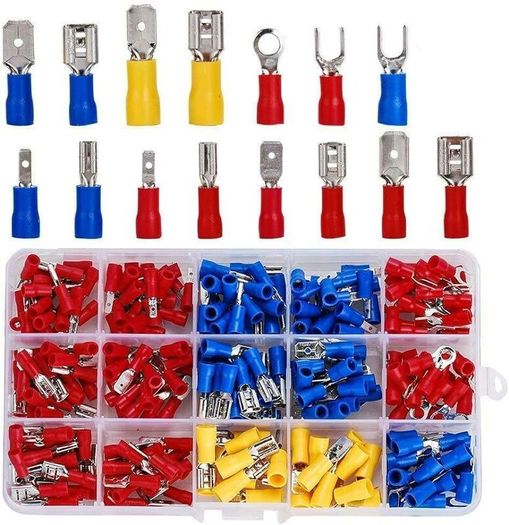 280PCS Insulated Cable Connector Electrical Wire Crimp Spade Butt Ring Fork Set Ring Lugs Rolled Terminals Assorted Kit