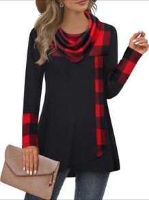 Brand New Furnex Women's Long Sleeve Cowl Neck Tunic Top Casual Pullover Sweatshirt