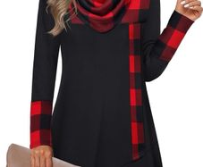 Brand New Furnex Women's Long Sleeve Cowl Neck Tunic Top Casual Pullover Sweatshirt