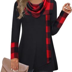 Brand New Furnex Women's Long Sleeve Cowl Neck Tunic Top Casual Pullover Sweatshirt
