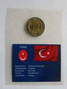Turkey Ataturk Bimetal collector coin | 1 Yeni Lira 2005 | Sealed