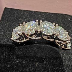 Platinum plated sterling silver Eternity Ring with 5ct of Moissanite