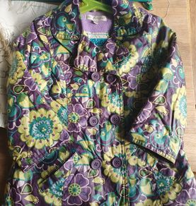 Beautiful Warm M&S Girls Purple Floral Coat 2 to 3 Yrs