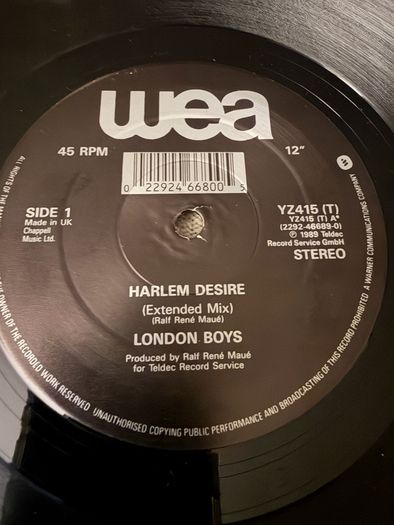 London Boys Harlem Desire Extended Mix 1989 UK 12 inch Vinyl