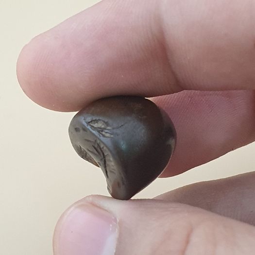 Antique Hematite Intaglio Carved Amulet Bead