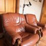 Genuine Leather & Wooden Home Furniture Suite. 3 Seater and 2 Armchairs. Image 3