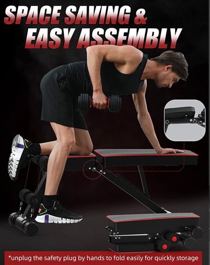 Adjustable Weight Bench - Utility Weight Benches for Full Body Workout, Foldable Incline/Decline Bench Press for Home Gym (FREE POSTAGE)