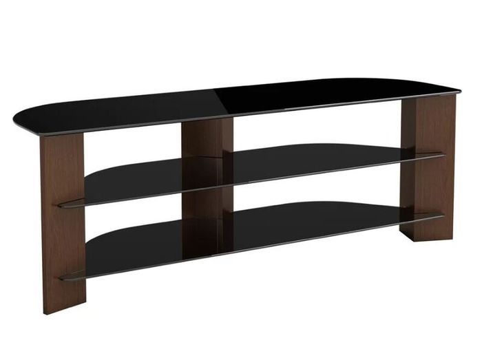 AVF Varano 130cm Walnut & Black Glass TV Stand - Up to 65"