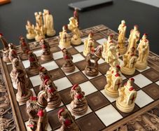 Handmade Ceramic Chess Set - Troy vs. Greeks Theme - Greek Artisan