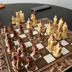 Handmade Ceramic Chess Set - Troy vs. Greeks Theme - Greek Artisan