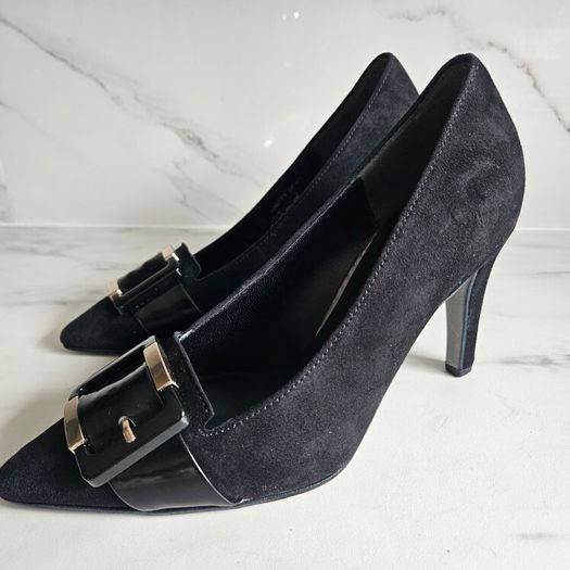 Gabor suede black buckle detail high heel shoes size 7 uk 40.5 EU  and UK 3 EU 35.5 RRP 105 new & boxed