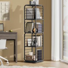 Rotating Bookcase 4 tier metal swivel steel