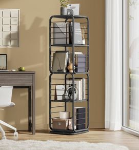Rotating Bookcase 4 tier metal swivel steel