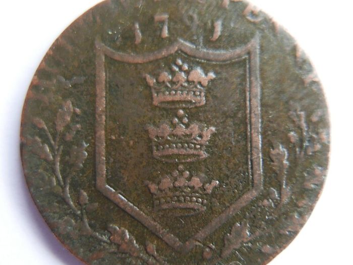 1791 Yorkshire Hull 1/2p,  King George III England