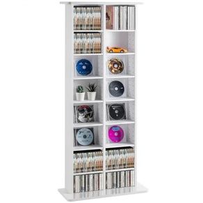 Media Storage Cabinet 8 Layers Adjustable DVD Shelves Holds 464 CDs White