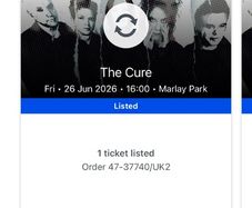 The Cure Marley Park e-tickets