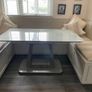 tempered glass extendable  table, driftwood colour base Image 2