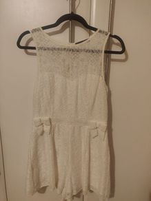Atmosphere Cream Lace Playsuit with bows