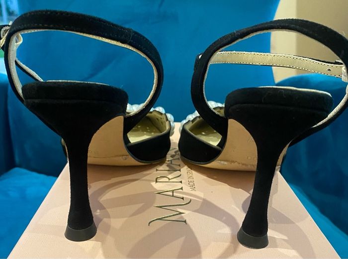 Marian black suede shoes with pearls