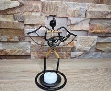 Retro  black wire candle holder Guitar player. Lauries Lonberg design