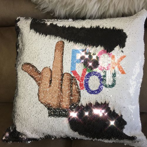 Sequin Mermaid Magic Pillow Rude Cushion Cover Fuck You Great Gift Present