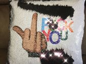 Sequin Mermaid Magic Pillow Rude Cushion Cover Fuck You Great Gift Present