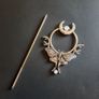 Large Moth Hair Slide with Crescent Moon | Celestial Hair Pin for Thick Hair | Silver Moth Shawl Pin | Goth Witchy Accessories Image 2