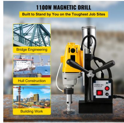 BRAND NEW Magnetic Drill Press 40mm for Engineering Steel Structure 1100W Height Adjustable Electric Bench Drilling Rig Machine