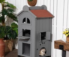 Solid Wood Cat Condos Natural Water Proof