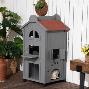 Solid Wood Cat Condos Natural Water Proof