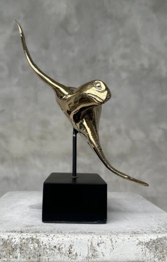 Turtle - Polished Bronze, Metal Stand