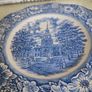 Liberty Blue Plate Independence Hall Staffordshire Ironstone Blue White Historic Image 7