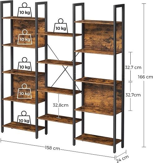 New Bookcase With 14 Shelves (Brown or Greige)  FREE P&P